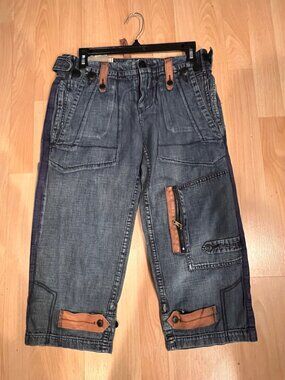 VINTAGE 90'S TOUGH JEANSMITH GRUNGE CARGO CAPRI CROPPED PANTS SZ 30